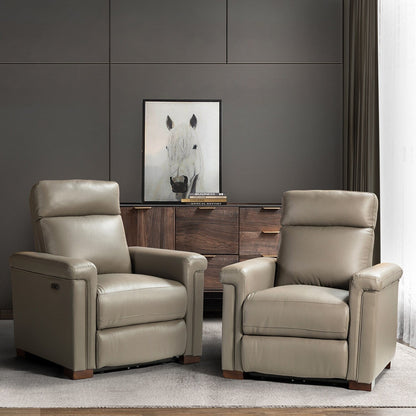 Fauteuil inclinable électrique classique contemporain Alicia 34,65 pouces en cuir véritable avec port USB (lot de 2)