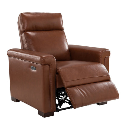 Fauteuil inclinable électrique classique contemporain Alicia 34,65 pouces en cuir véritable avec port USB (lot de 2)