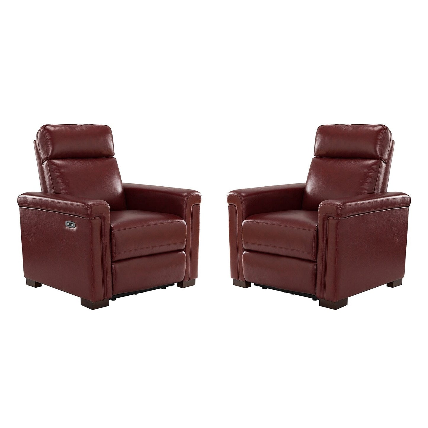 Fauteuil inclinable électrique classique contemporain Alicia 34,65 pouces en cuir véritable avec port USB (lot de 2)