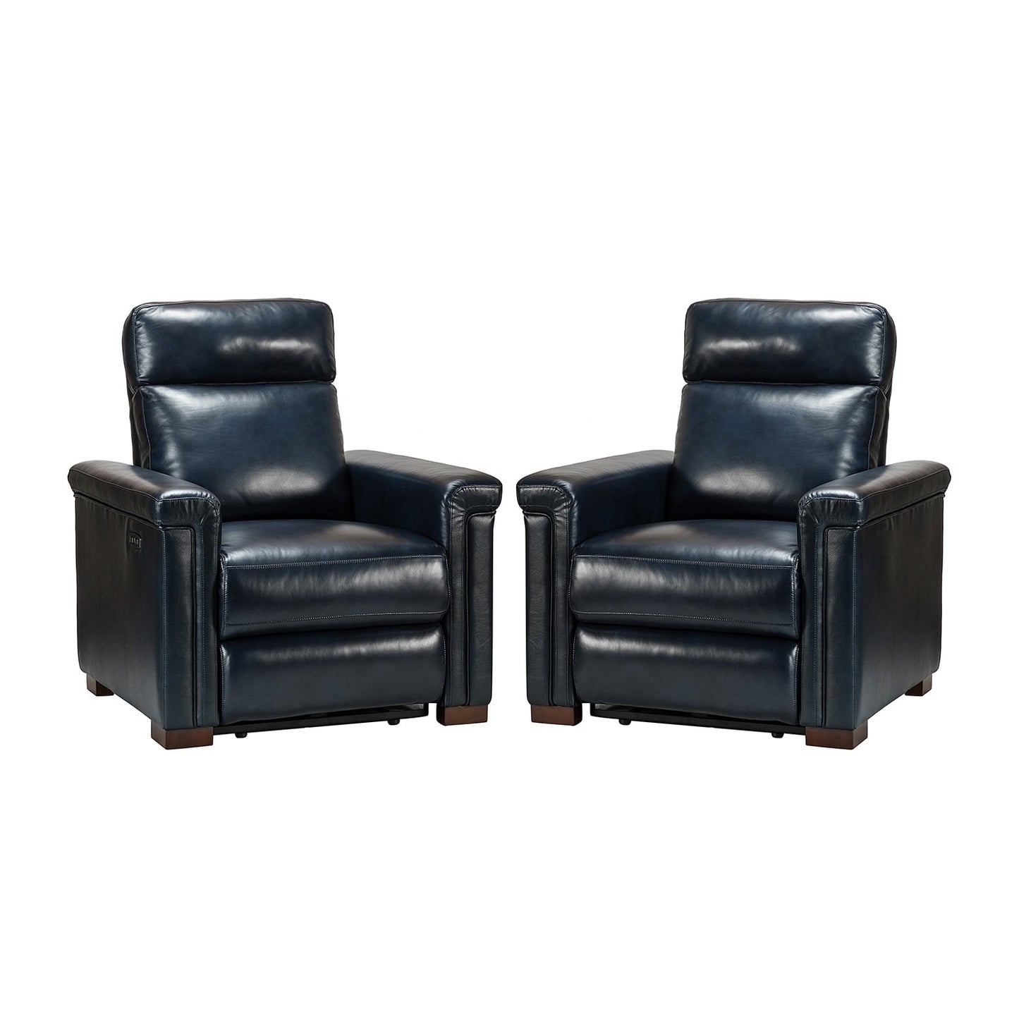 Fauteuil inclinable électrique classique contemporain Alicia 34,65 pouces en cuir véritable avec port USB (lot de 2)