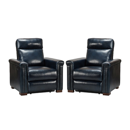 Fauteuil inclinable électrique classique contemporain Alicia 34,65 pouces en cuir véritable avec port USB (lot de 2)