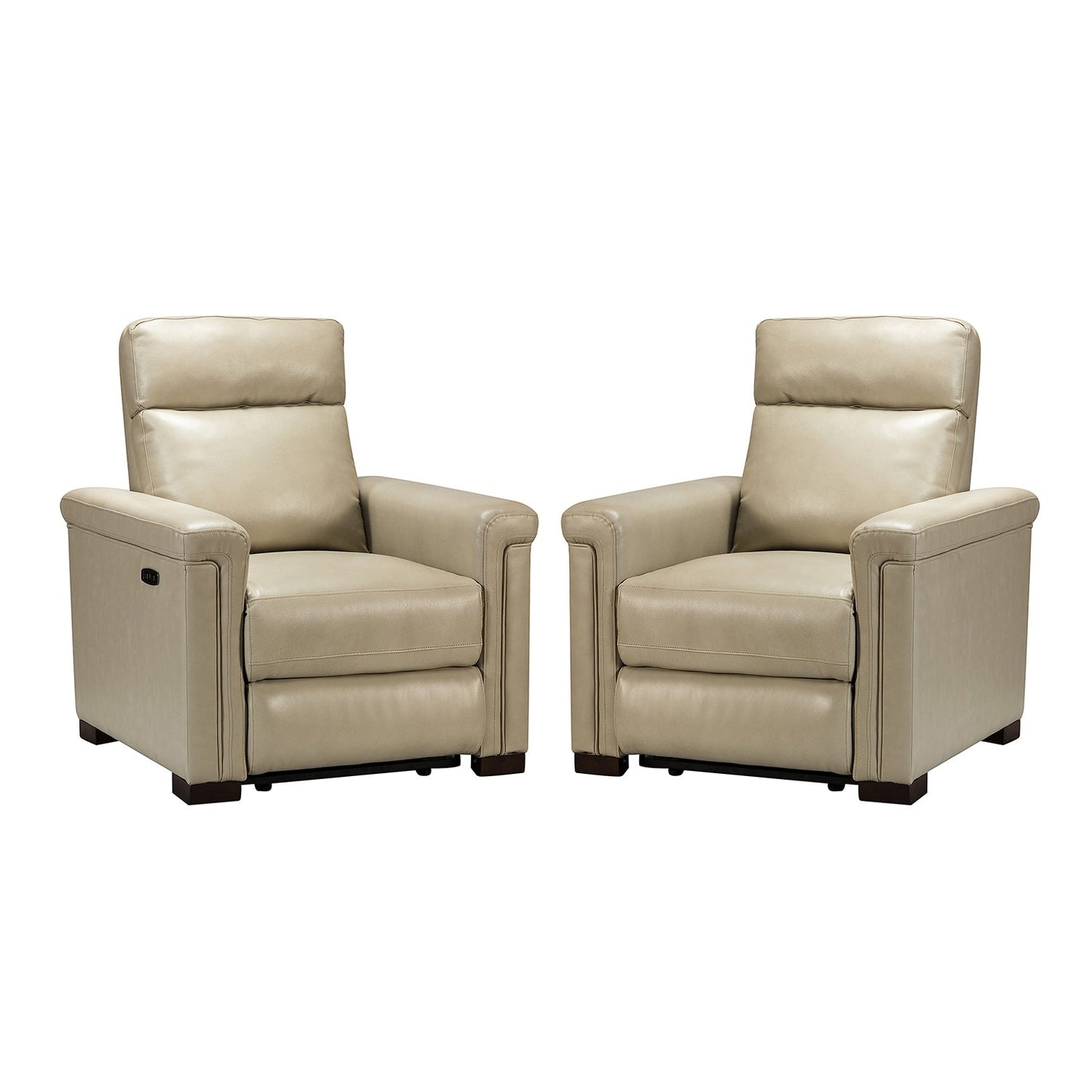 Fauteuil inclinable électrique classique contemporain Alicia 34,65 pouces en cuir véritable avec port USB (lot de 2)