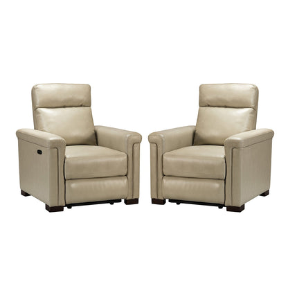 Fauteuil inclinable électrique classique contemporain Alicia 34,65 pouces en cuir véritable avec port USB (lot de 2)