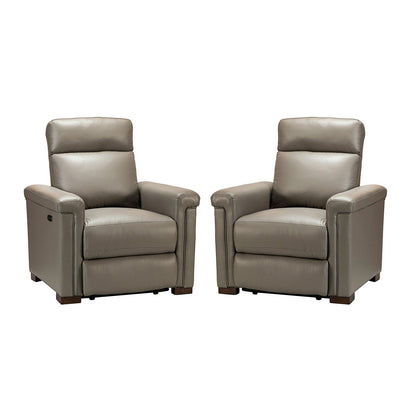 Fauteuil inclinable électrique classique contemporain Alicia 34,65 pouces en cuir véritable avec port USB (lot de 2)
