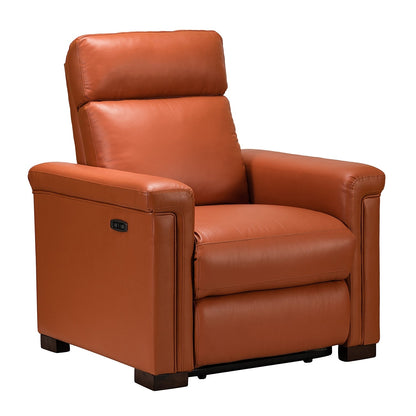 Fauteuil inclinable électrique classique contemporain Alicia 34,65 pouces en cuir véritable avec port USB (lot de 2)