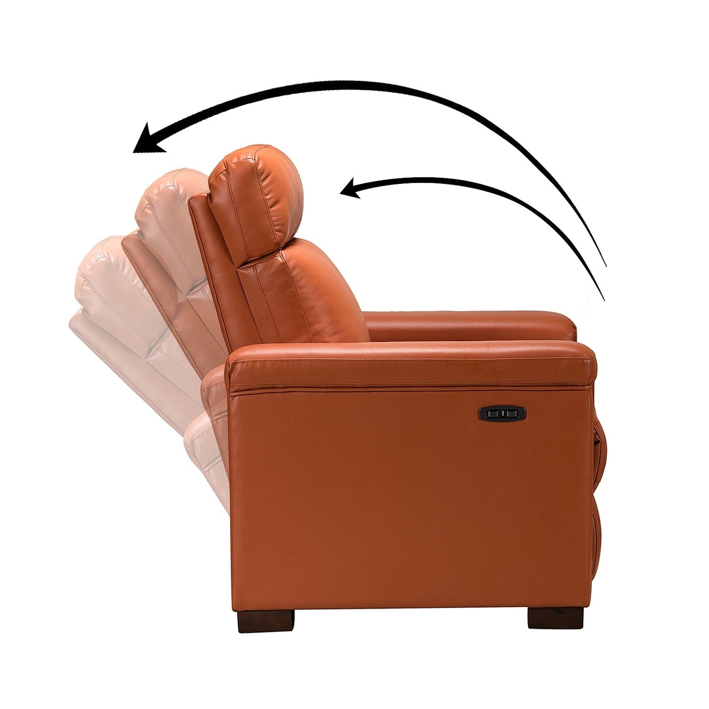 Fauteuil inclinable électrique classique contemporain Alicia 34,65 pouces en cuir véritable avec port USB (lot de 2)