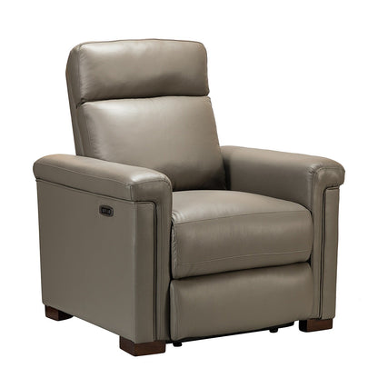 Fauteuil inclinable électrique classique contemporain Alicia 34,65 pouces en cuir véritable avec port USB (lot de 2)