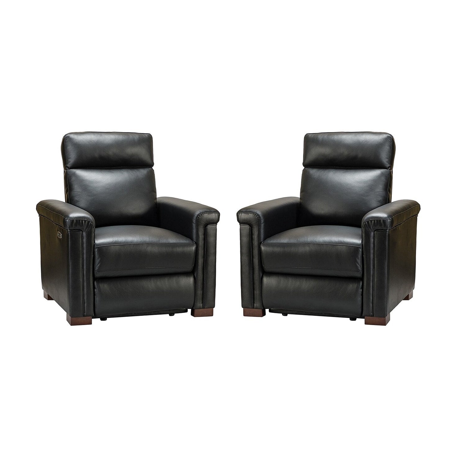 Fauteuil inclinable électrique classique contemporain Alicia 34,65 pouces en cuir véritable avec port USB (lot de 2)