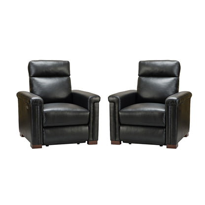 Fauteuil inclinable électrique classique contemporain Alicia 34,65 pouces en cuir véritable avec port USB (lot de 2)