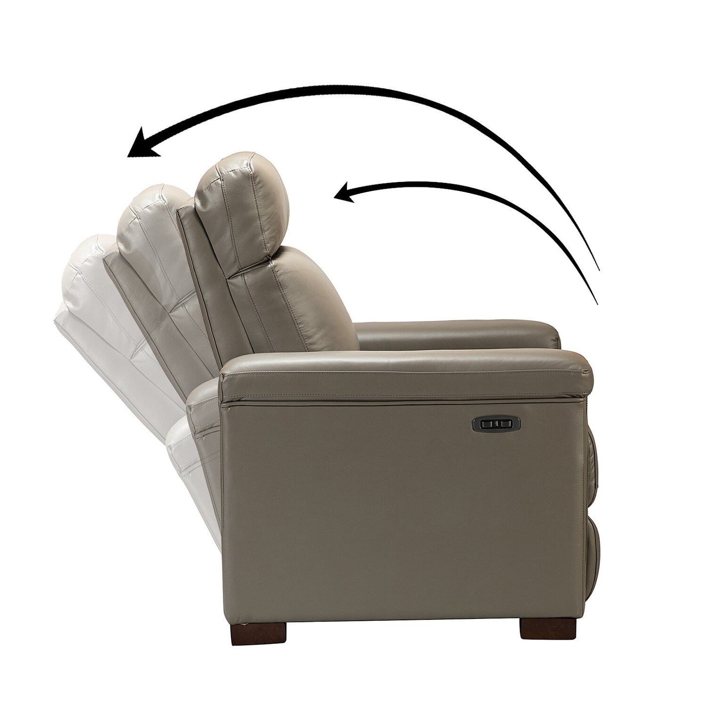 Fauteuil inclinable électrique classique contemporain Alicia 34,65 pouces en cuir véritable avec port USB (lot de 2)