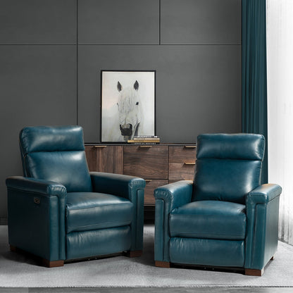 Fauteuil inclinable électrique classique contemporain Alicia 34,65 pouces en cuir véritable avec port USB (lot de 2)