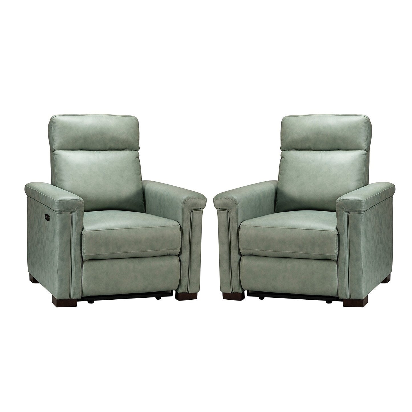 Fauteuil inclinable électrique classique contemporain Alicia 34,65 pouces en cuir véritable avec port USB (lot de 2)