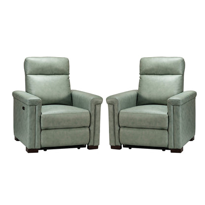 Fauteuil inclinable électrique classique contemporain Alicia 34,65 pouces en cuir véritable avec port USB (lot de 2)
