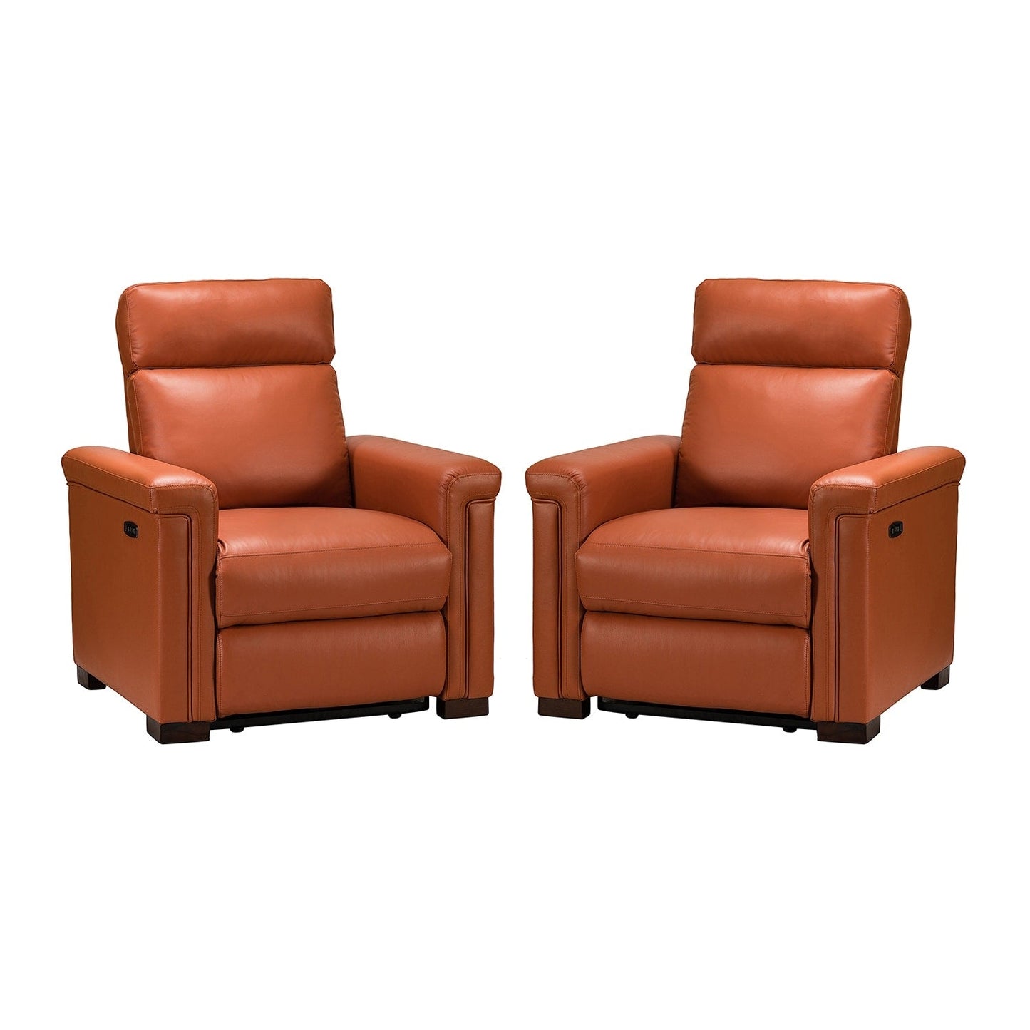 Fauteuil inclinable électrique classique contemporain Alicia 34,65 pouces en cuir véritable avec port USB (lot de 2)