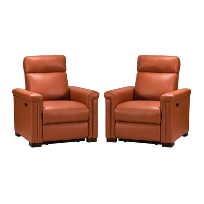 Fauteuil inclinable électrique classique contemporain Alicia 34,65 pouces en cuir véritable avec port USB (lot de 2)