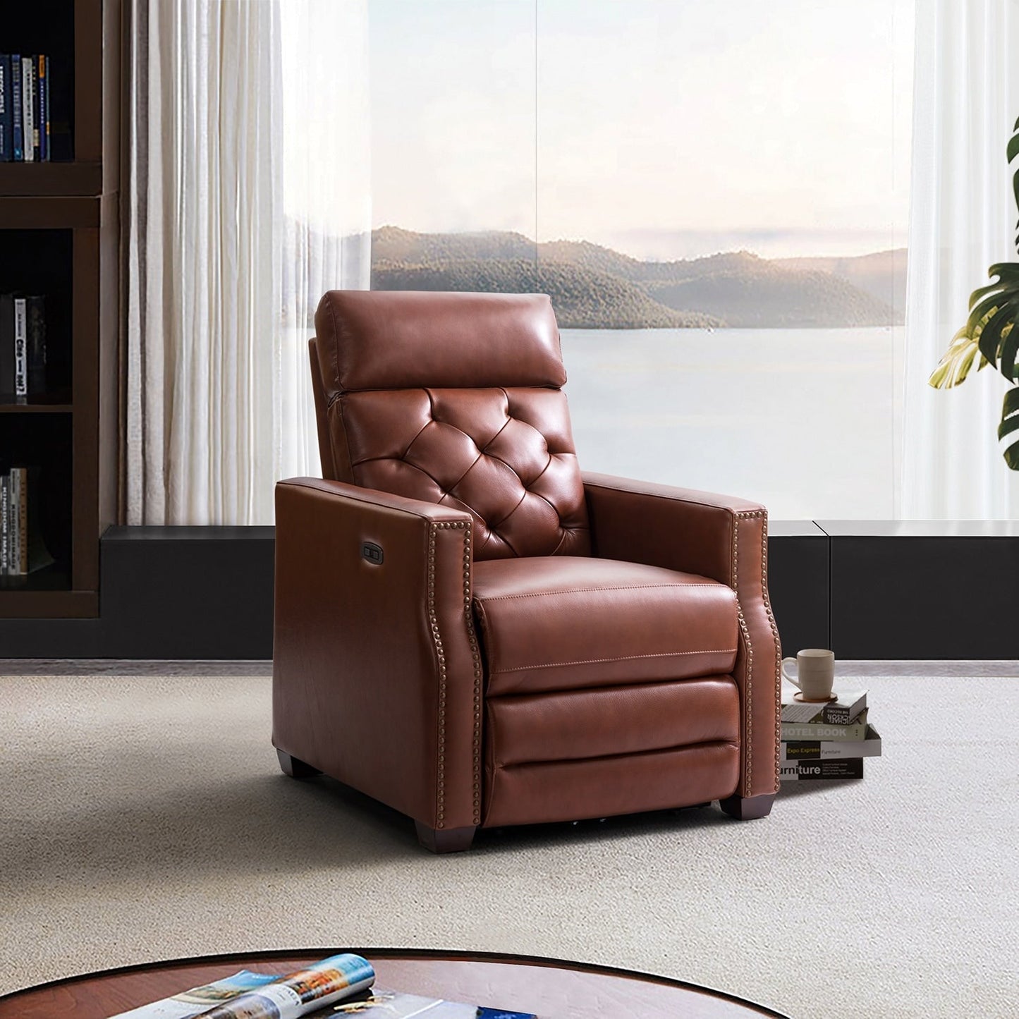 Fauteuil inclinable électrique Alina 31,50 pouces en cuir véritable avec port USB