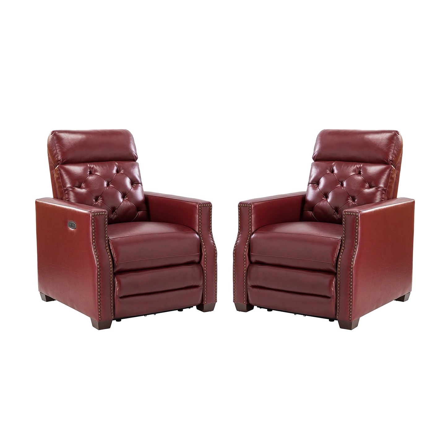 Fauteuil inclinable électrique Alina 31,50 pouces de large en cuir véritable avec port USB, lot de 2