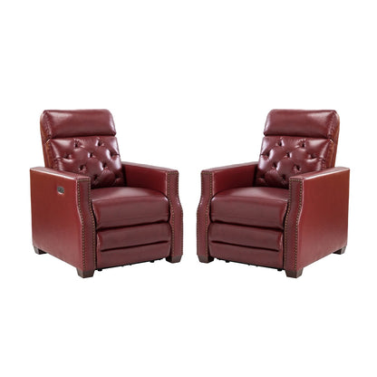 Fauteuil inclinable électrique Alina 31,50 pouces de large en cuir véritable avec port USB, lot de 2
