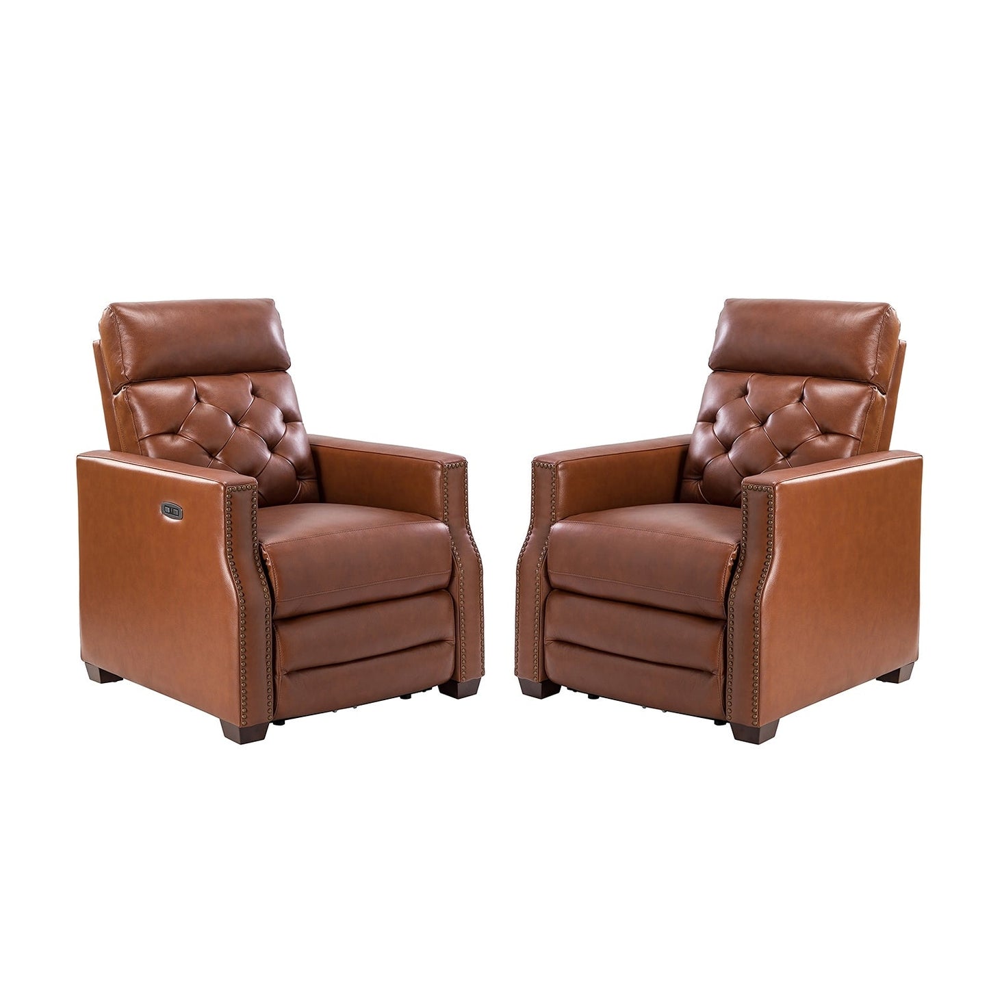 Fauteuil inclinable électrique Alina 31,50 pouces de large en cuir véritable avec port USB, lot de 2