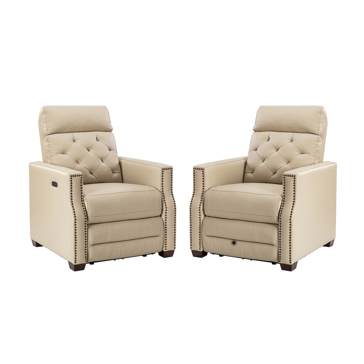 Fauteuil inclinable électrique Alina 31,50 pouces de large en cuir véritable avec port USB, lot de 2