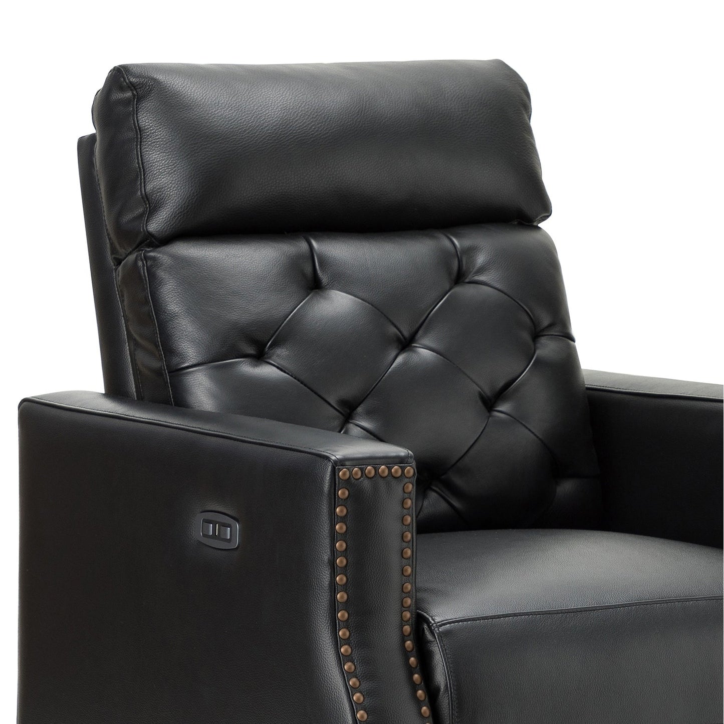 Fauteuil inclinable électrique Alina 31,50 pouces de large en cuir véritable avec port USB, lot de 2