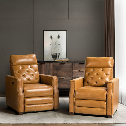 Fauteuil inclinable électrique Alina 31,50 pouces de large en cuir véritable avec port USB, lot de 2