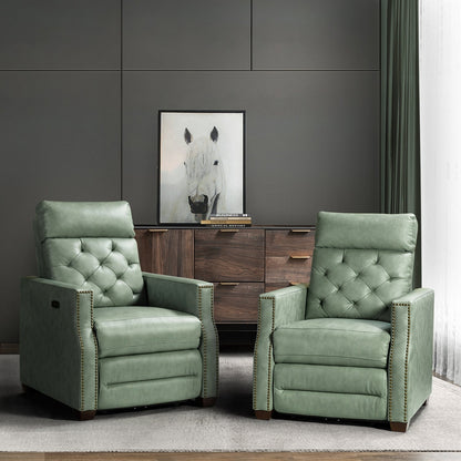 Fauteuil inclinable électrique Alina 31,50 pouces de large en cuir véritable avec port USB, lot de 2