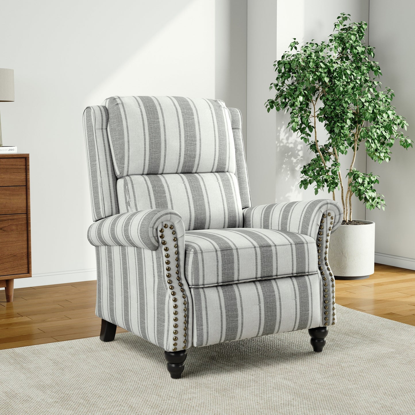 Fauteuil inclinable Alisa 35 po de largeur en cuir végétalien et lin