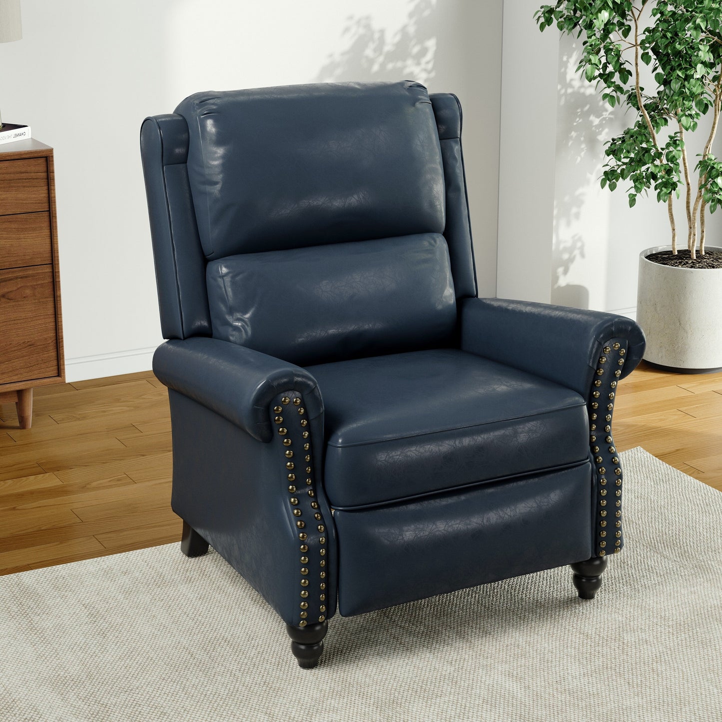 Fauteuil inclinable Alisa 35 po de largeur en cuir végétalien et lin