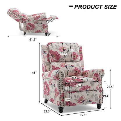 Fauteuil inclinable Alisa 35 po de largeur en cuir végétalien et lin