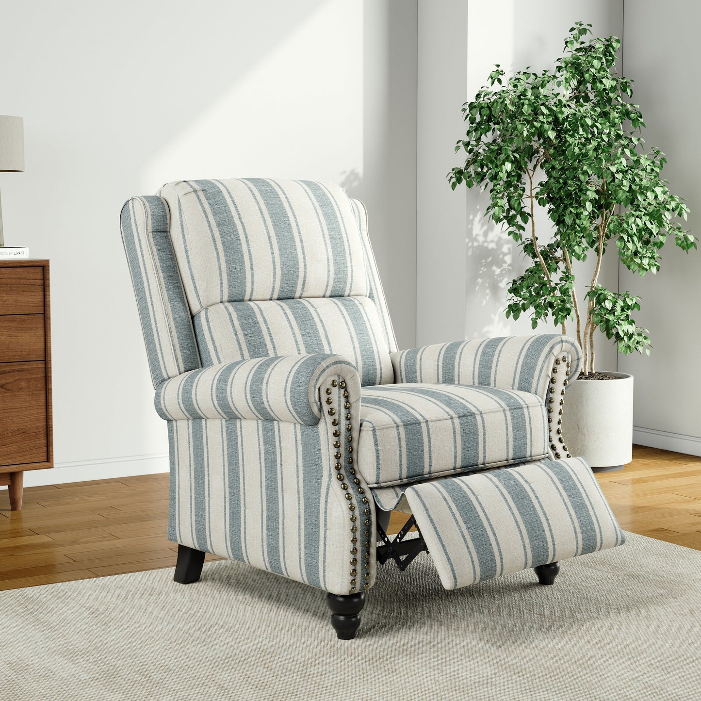 Fauteuil inclinable Alisa 35 po de largeur en cuir végétalien et lin