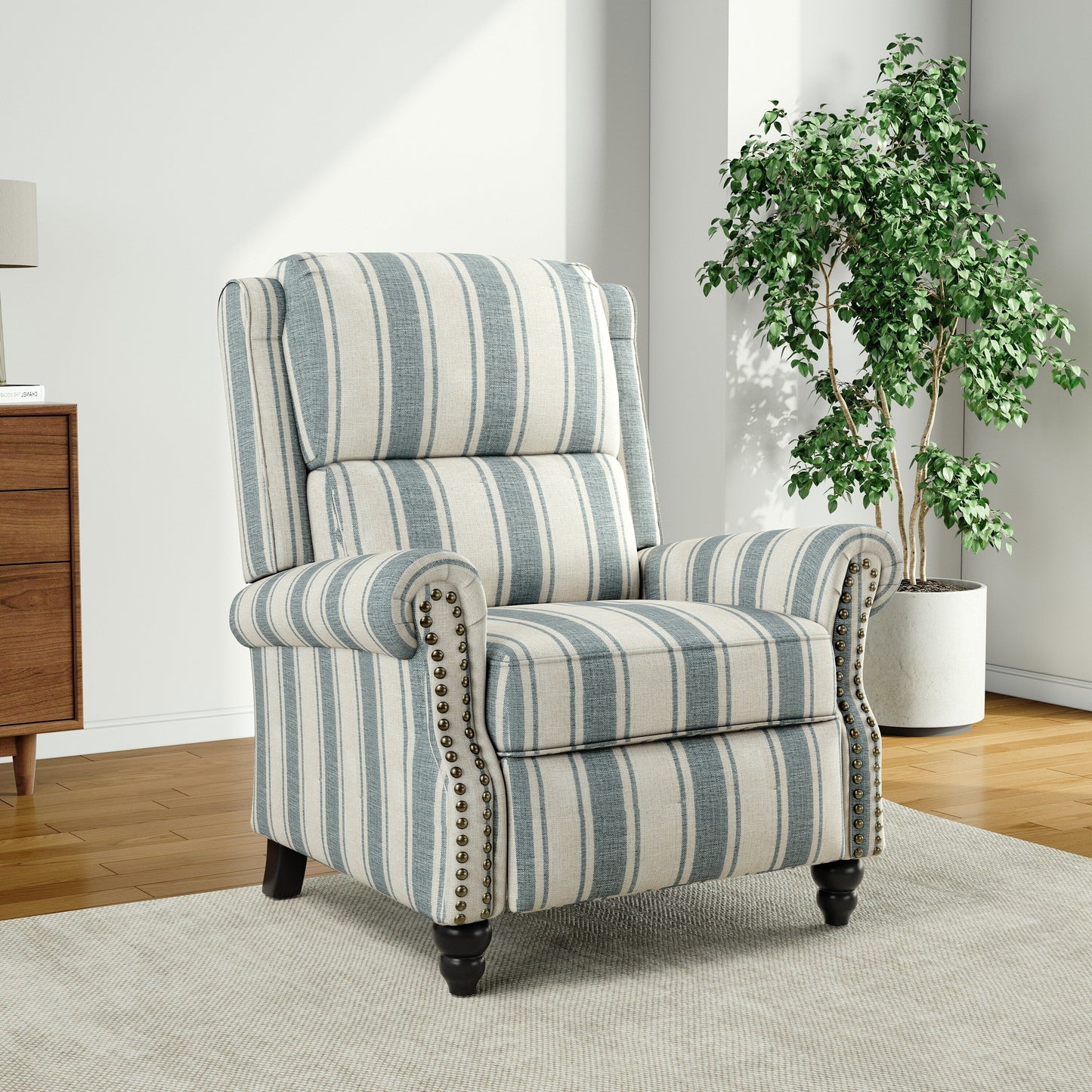 Fauteuil inclinable Alisa 35 po de largeur en cuir végétalien et lin