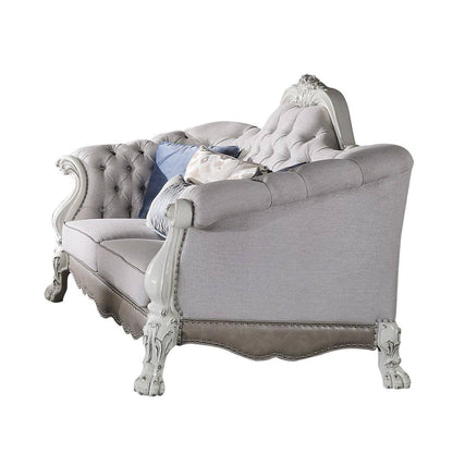 Canapé Ally, 7 coussins décoratifs, similicuir blanc os classique, 96 pouces