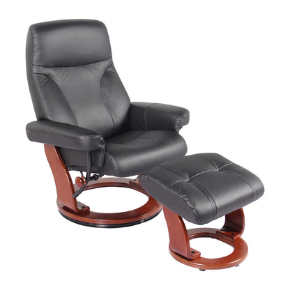 Fauteuil inclinable et ottoman en cuir véritable Almond