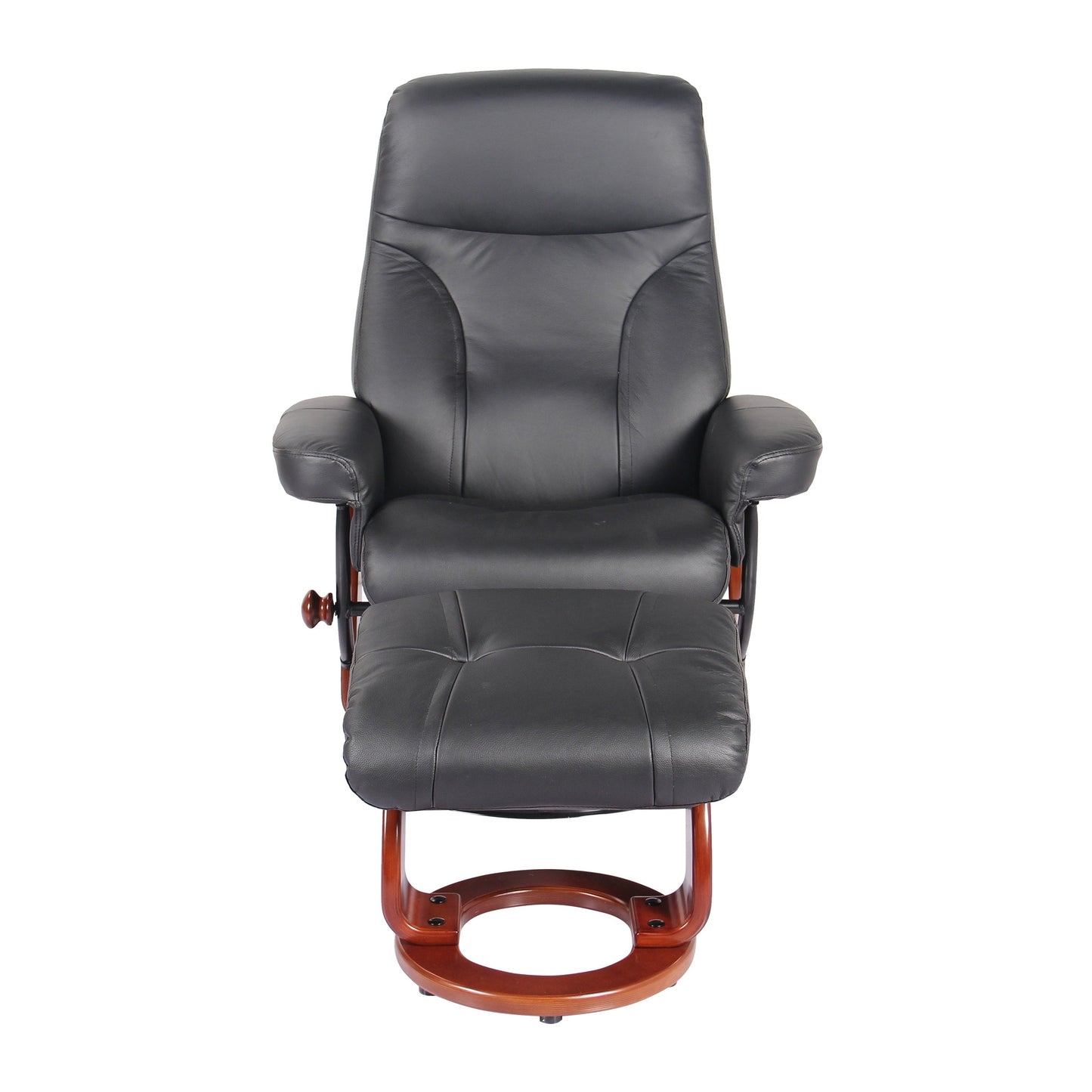 Fauteuil inclinable et ottoman en cuir véritable Almond