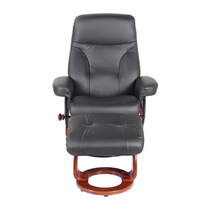 Fauteuil inclinable et ottoman en cuir véritable Almond