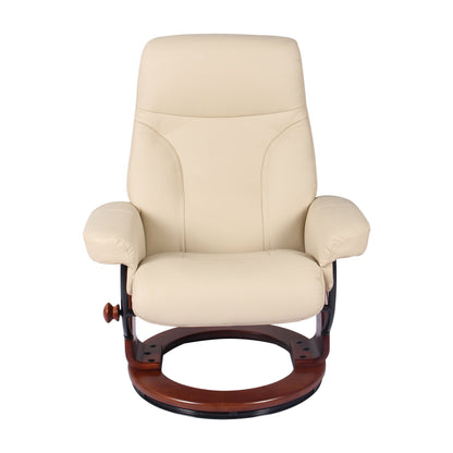 Fauteuil inclinable et ottoman en cuir véritable Almond