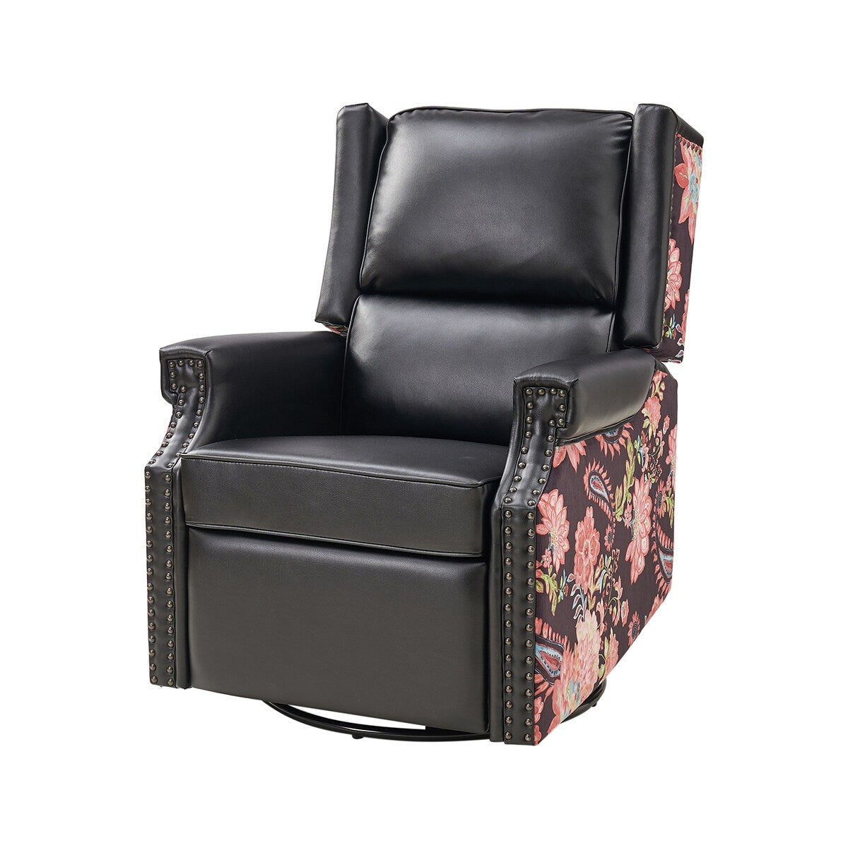 Fauteuil inclinable pivotant Amelia en similicuir avec coutures florales par HULALA HOME
