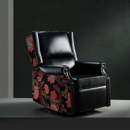 Fauteuil inclinable pivotant Amelia en similicuir avec coutures florales par HULALA HOME