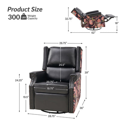 Fauteuil inclinable pivotant Amelia en similicuir avec coutures florales par HULALA HOME