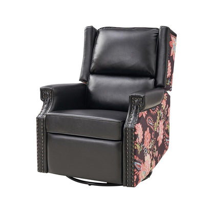 Fauteuil inclinable pivotant Amelia en similicuir avec coutures florales par HULALA HOME