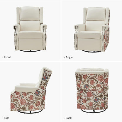 Fauteuil inclinable pivotant Amelia en similicuir avec coutures florales par HULALA HOME