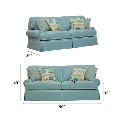Canapé American Furniture Classics modèle Coastal Aqua Series avec quatre coussins décoratifs