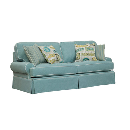 Canapé American Furniture Classics modèle Coastal Aqua Series avec quatre coussins décoratifs