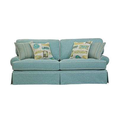 Canapé American Furniture Classics modèle Coastal Aqua Series avec quatre coussins décoratifs