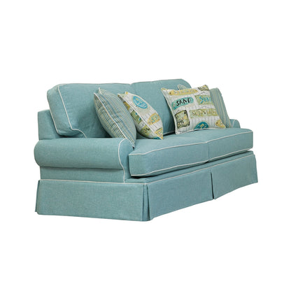 Canapé American Furniture Classics modèle Coastal Aqua Series avec quatre coussins décoratifs