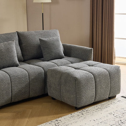 Canapé capitonné américain avec pouf - 3 places, 1 pouf