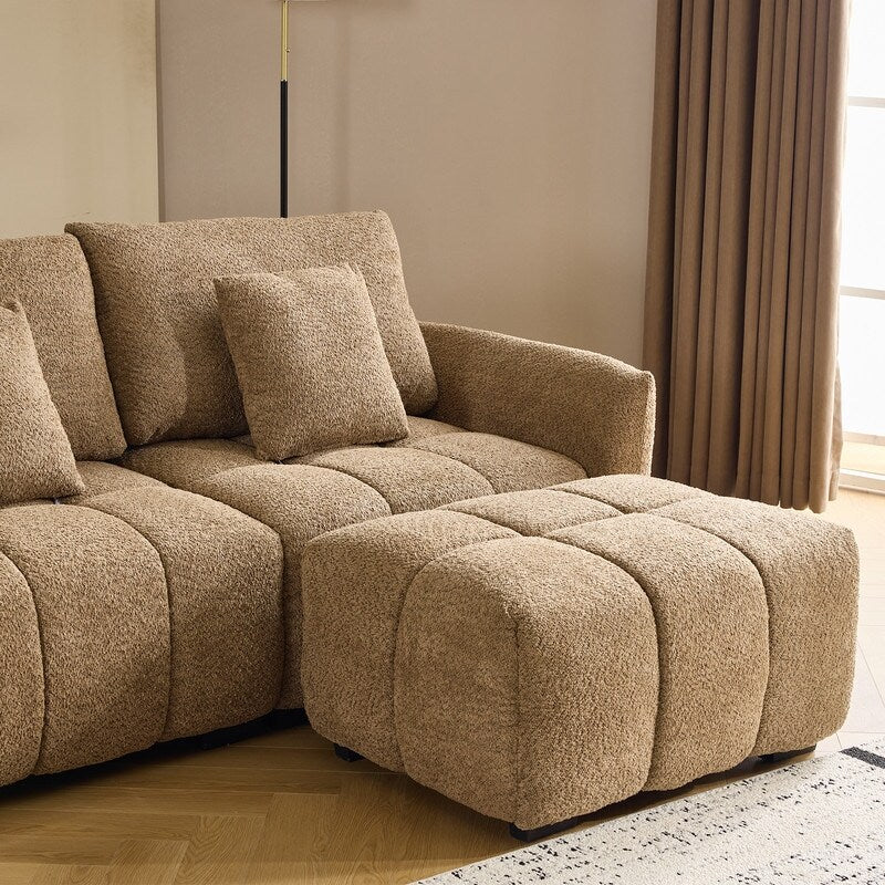 Canapé capitonné américain avec pouf - 3 places, 1 pouf