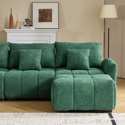 Canapé capitonné américain avec pouf - 3 places, 1 pouf