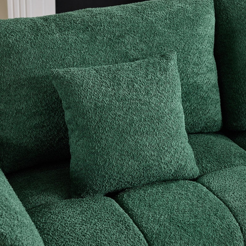 Canapé capitonné américain avec pouf - 3 places, 1 pouf